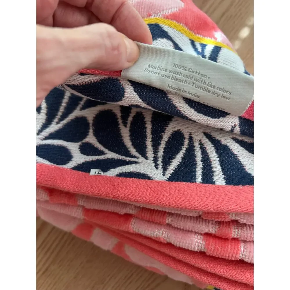 New Large Beach🏖️Bath Towel Ocean Seaweed Print Cotton Pink White Black 40”x72”